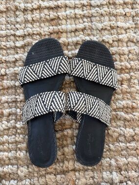 Target Black and Ivory Beaded Double-Strap Slide Sandals